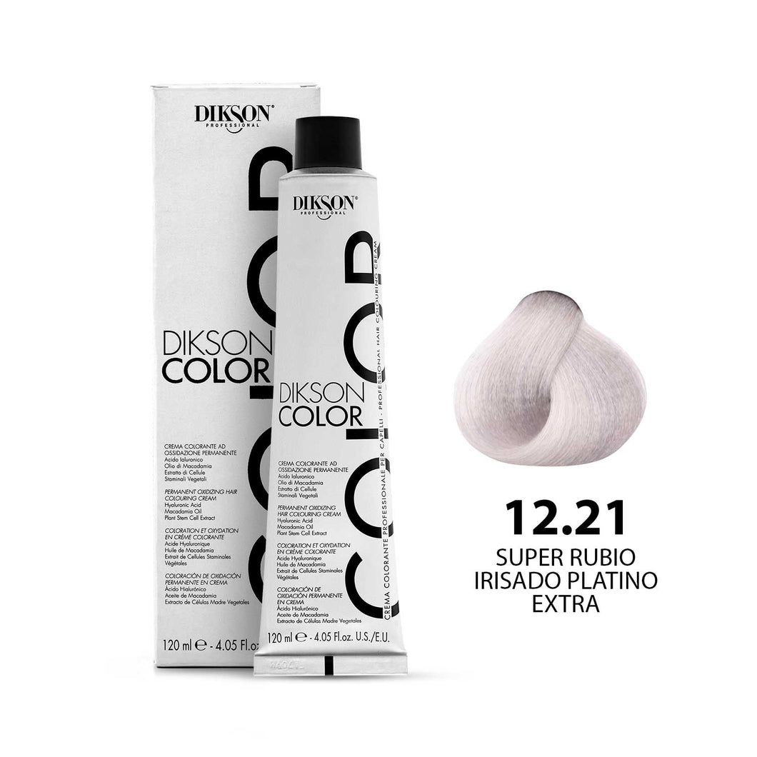 TINTE PARA CABELLO COLOR SUPER RUBIO IRISADO PLATINO EXTRA 12.21 DIKSON PROFESSIONAL