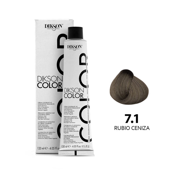 TINTE PARA CABELLO COLOR RUBIO CENIZA 7.1 DIKSON PROFESSIONAL