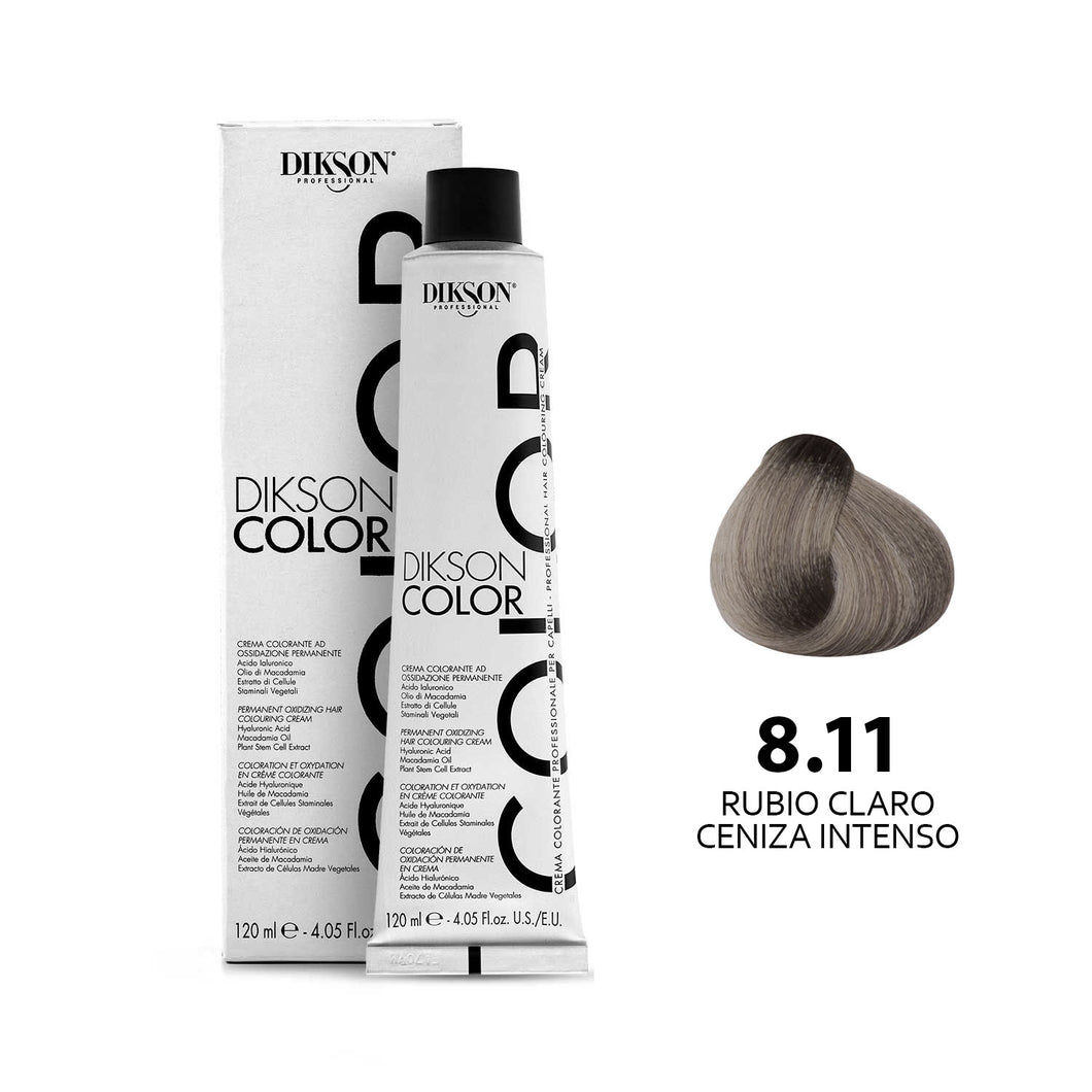 TINTE PARA CABELLO COLOR RUBIO CLARO CENIZA INTENSO 8.11 DIKSON PROFESSIONAL