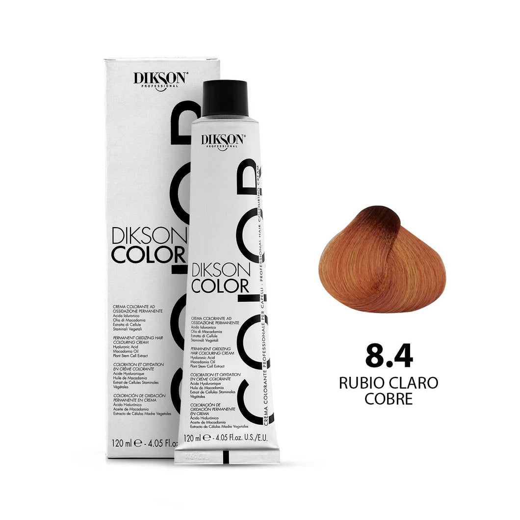 TINTE PARA CABELLO COLOR RUBIO CLARO COBRE 8.4 DIKSON PROFESSIONAL